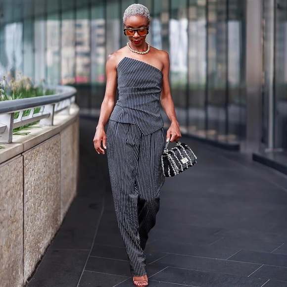 Amazon The Drop Women's Sky Captain Striped Strapless Top by @signedblake - Picture 2 of 8